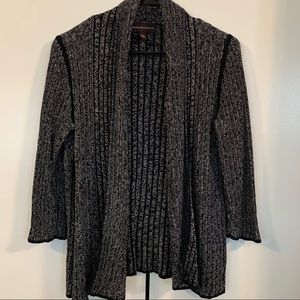 Dana Buchman gray & black cardigan with 3/4 length sleeves